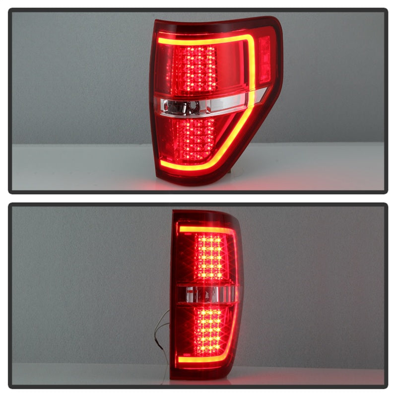 SPYDER xTune 09-14 Ford F-150 Light Bar LED Tail Lights - Red Clear (ALT-JH-FF15009-LBLED-RC) 9042201