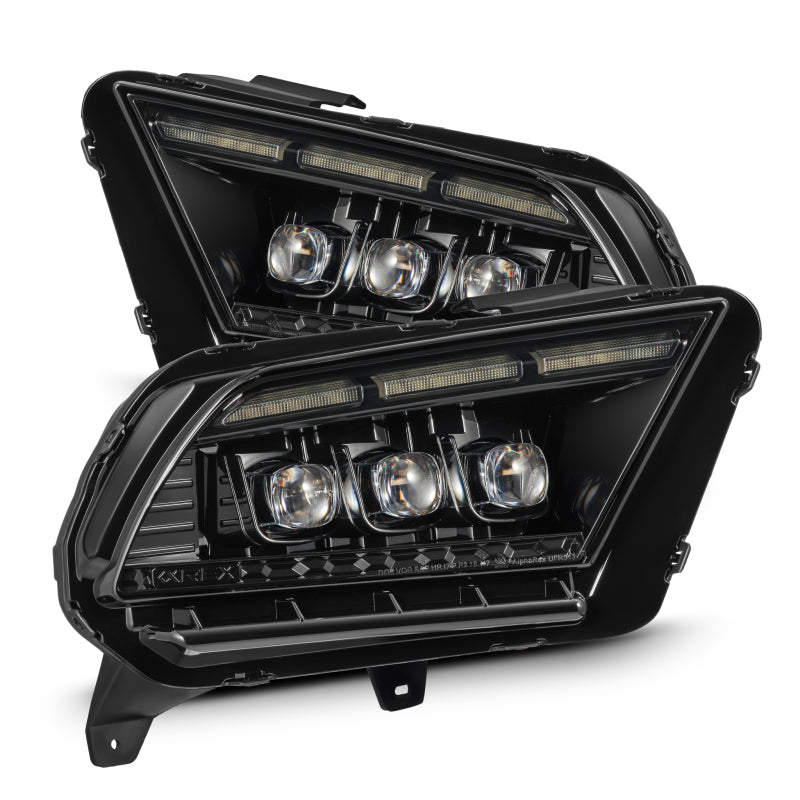 AlphaRex 13-14 Ford Mustang NOVA LED Proj Headlights Alpha-Blk w/Actv Light & Seq.Sig / SB DRL 880488 *Discontinued