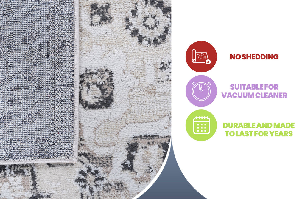 NAAR PAYAS Collection 5X7 Cream / Beige / Medallion Area Rug