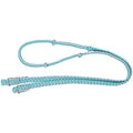 Tough1® Metallic Cord Knotted Roping Reins- TURQ/SILVER