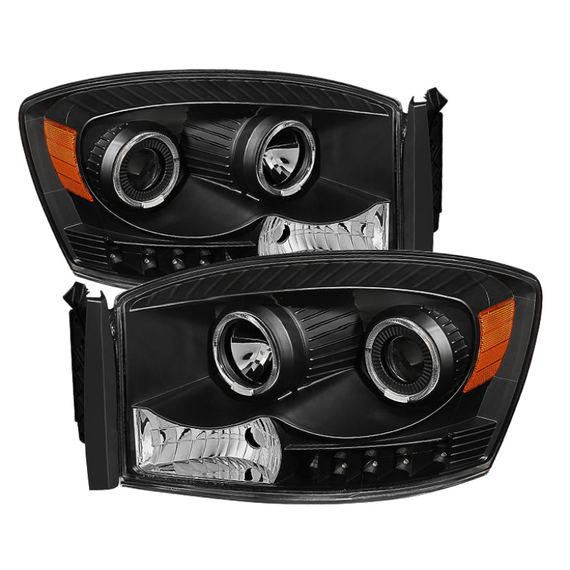 SPYDER Xtune Dodge Ram 1500 06-08 / Ram 2500/3500 06-09 Halo Projector Headlights Black PRO-JH-DR06-LED-BK 9028328