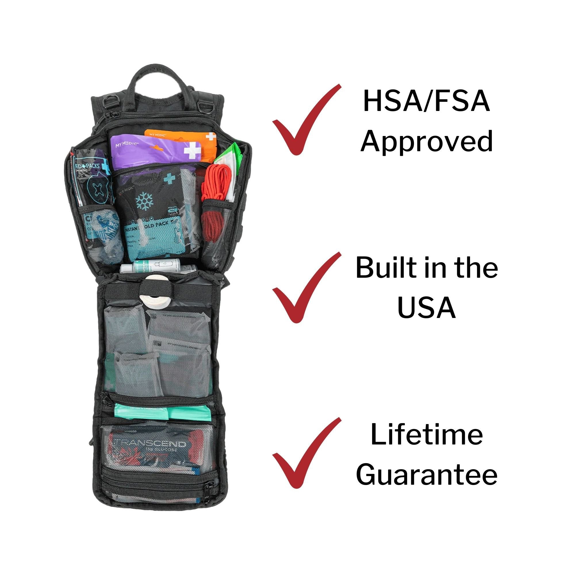 My Medic Recon First Aid Kit Backpack with Emergency Medical Supplies - Red MM-KIT-U-LG-RED-STN