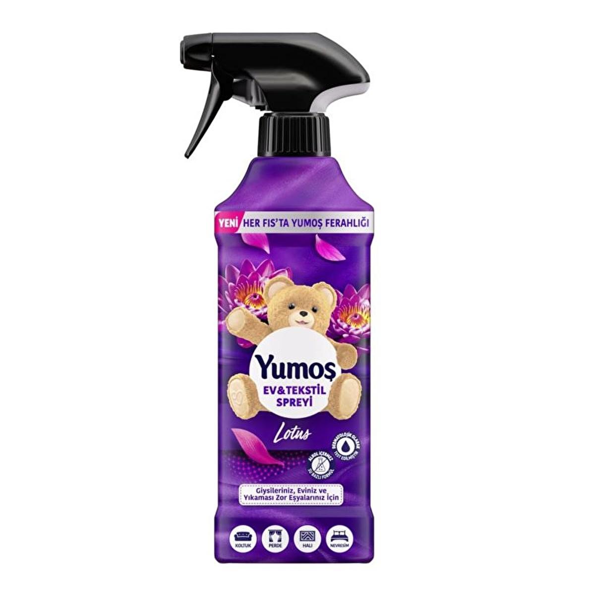 Yumoş Fabric and Home Fragrance Spray - Lotus Scent, 15.22 fl oz - Long-Lasting Freshness for Sofas, Curtains, and Carpets
