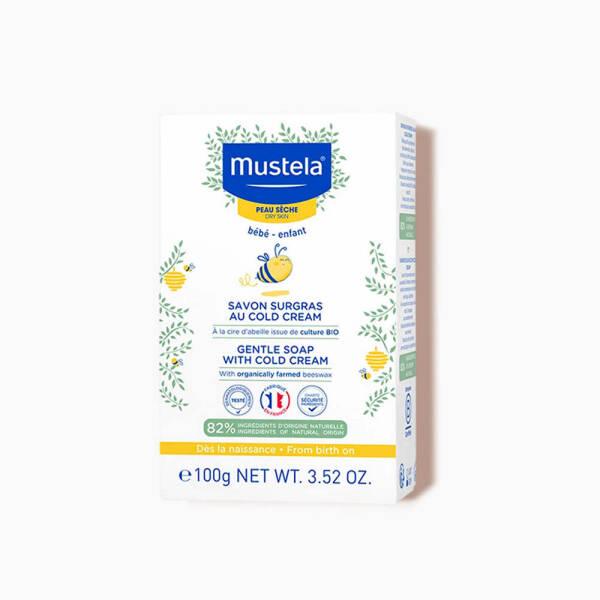 Mustela Cold Cream Soap Ð Gentle & Moisturizing Cleansing Bar for Baby's Dry, Sensitive Skin - Organic Beeswax & Avocado Extract - 100g