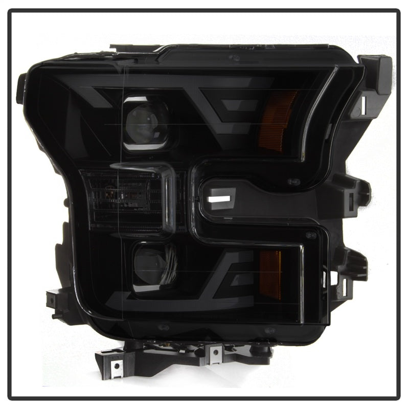 SPYDER xTune 15-17 Ford F-150 DRL LED Light Bar Projector Headlights - Black Smoke (PRO-JH-FF15015-LB-BSM) 9042942