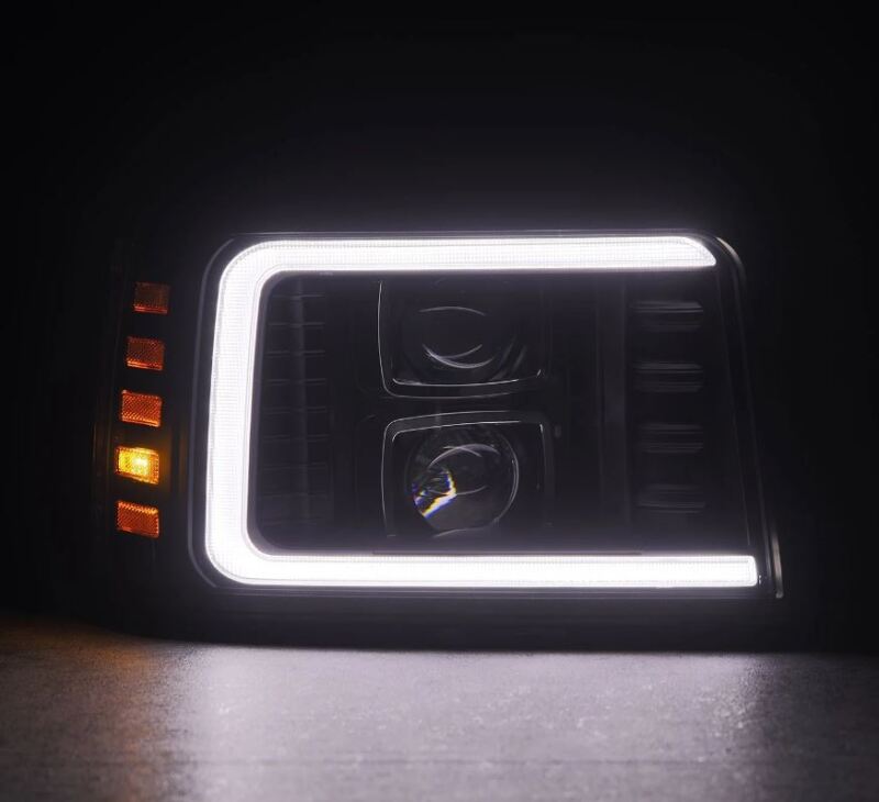 AlphaRex 92-96 Ford F-Series/Bronco LUXX-Series Proj Headlights Blk w/Actv Light SeqSig & SBDRL 880268 *Discontinued