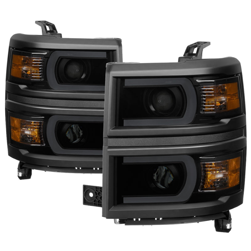 SPYDER Xtune Chevy Silverado 1500 14-15 Projector Headlights Light Bar Drl Smoked PRO-JH-CS14-LBDRL-BSM 9034978