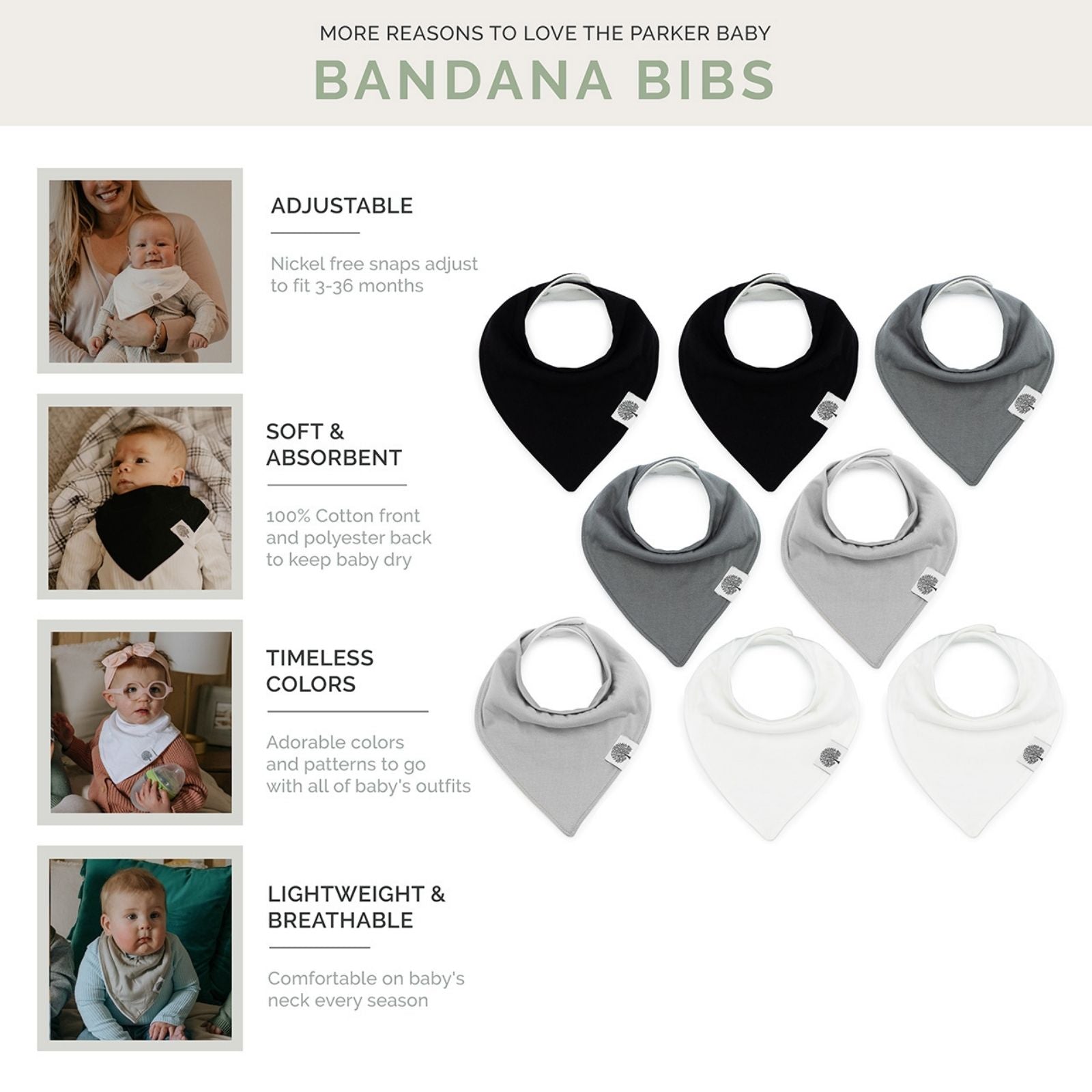 Basics Bandana Bib Set (8 pack) - PhishStones Products