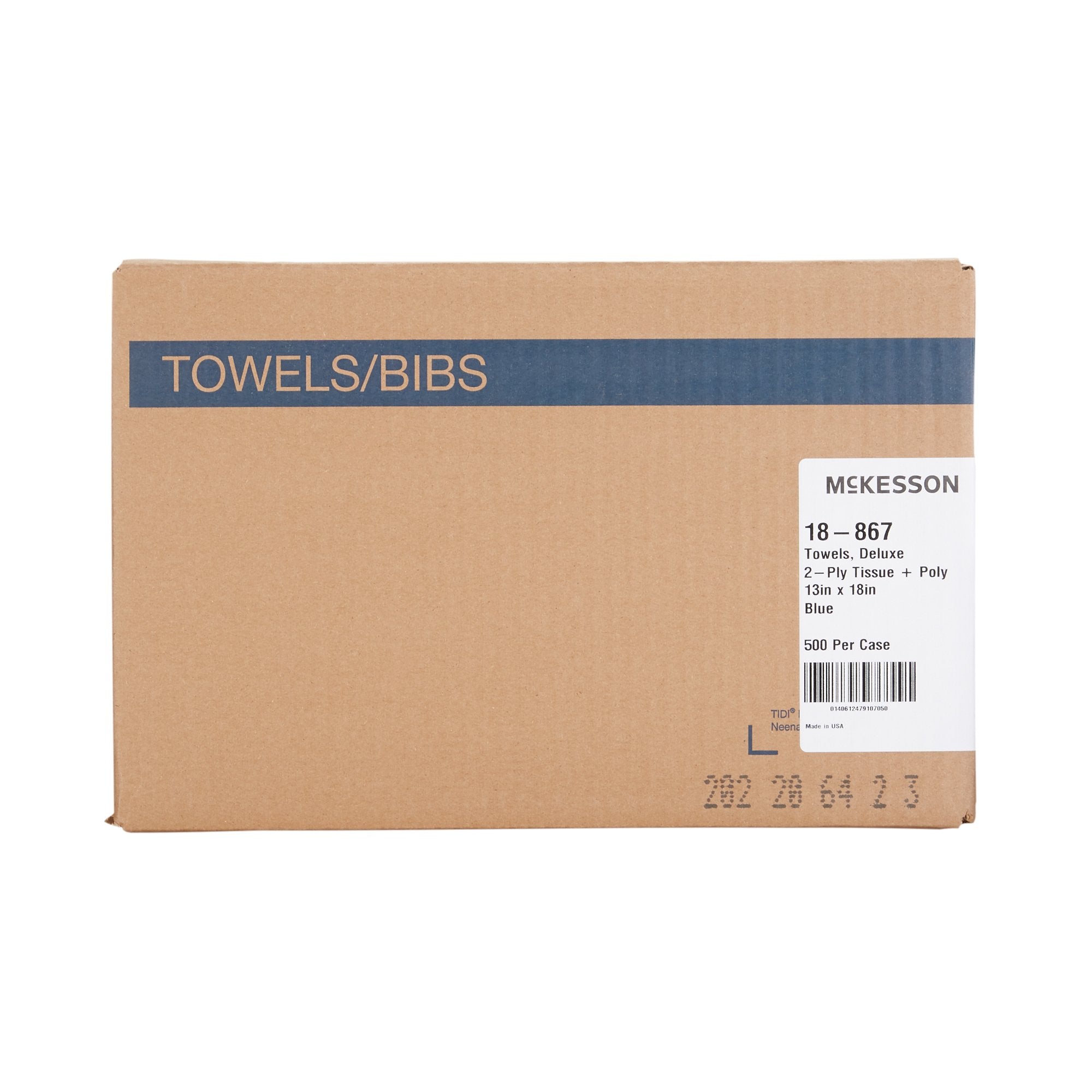 McKesson Nonsterile Blue Procedure Towels, 13 x 18 Inch 18-867