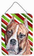 Staffordshire Bull Terrier Staffie Candy Cane Christmas Wall or Door Hanging Prints Aluminum Metal Sign Kitchen Wall Bar Bathroom Plaque Home Decor Front Door Plaque, 12x16, Multicolor