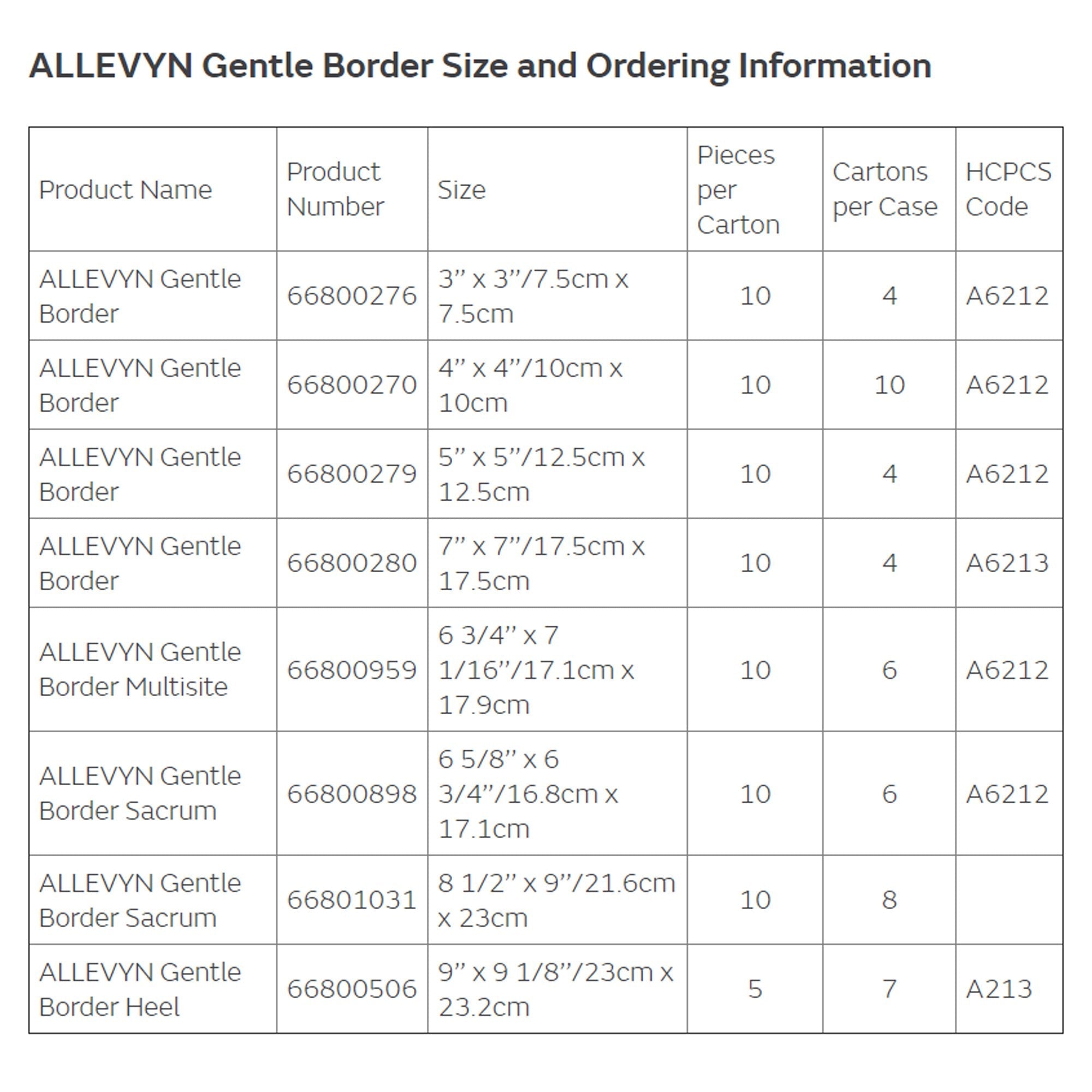 Allevyn Gentle Border Silicone Foam Dressing, 3 x 3 Inch 66800276