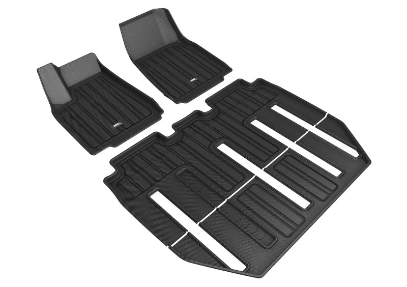 3D MAXpider 17-21 Tesla Model X Folding 7-Seat Elitect 1st 2nd 3rd Row - Floor Mat Set (Black) E1TL00501809