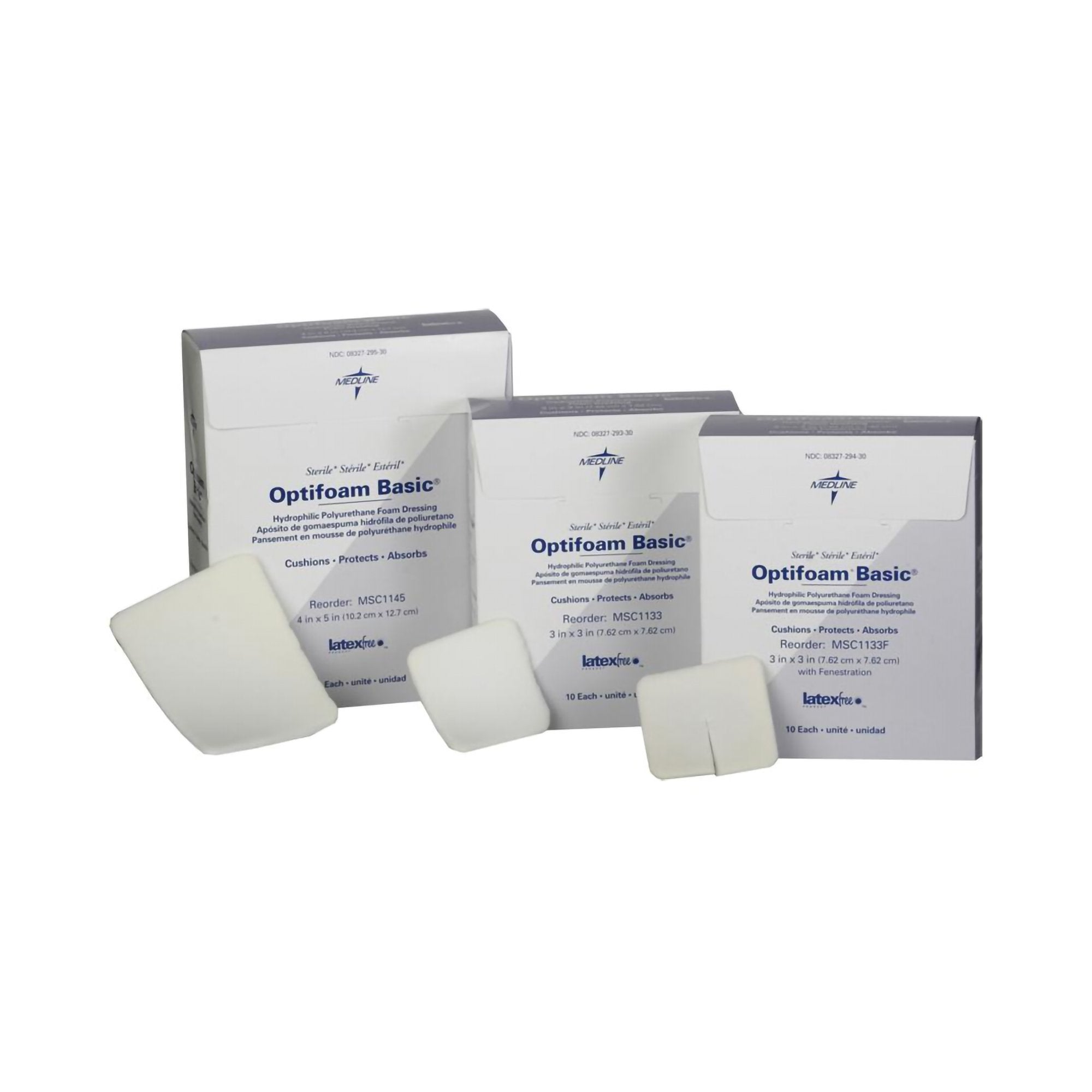Optifoam® Basic Nonadhesive without Border Foam Dressing, 3 x 3 Inch MSC1133F
