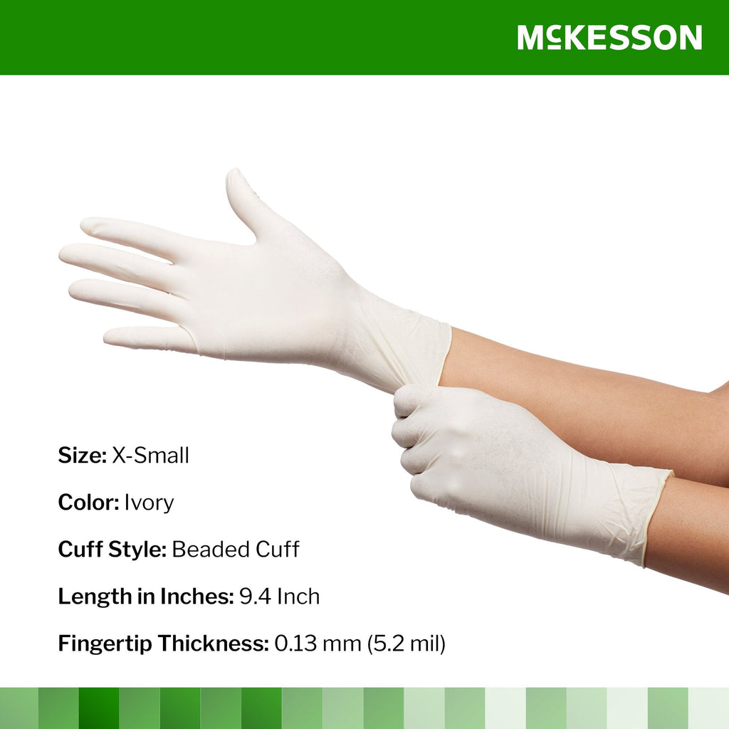 McKesson Confiderm® CL Latex Gloves, Extra-Small, Ivory 14-422
