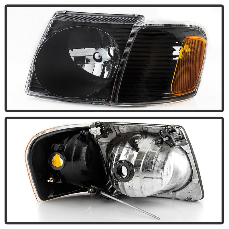 SPYDER xTune 01-03 Ford Explorer Sport 4pc OEM Style Headlights w/Corner - Black (HD-JH-FEXP01-ST-BK) 9042614