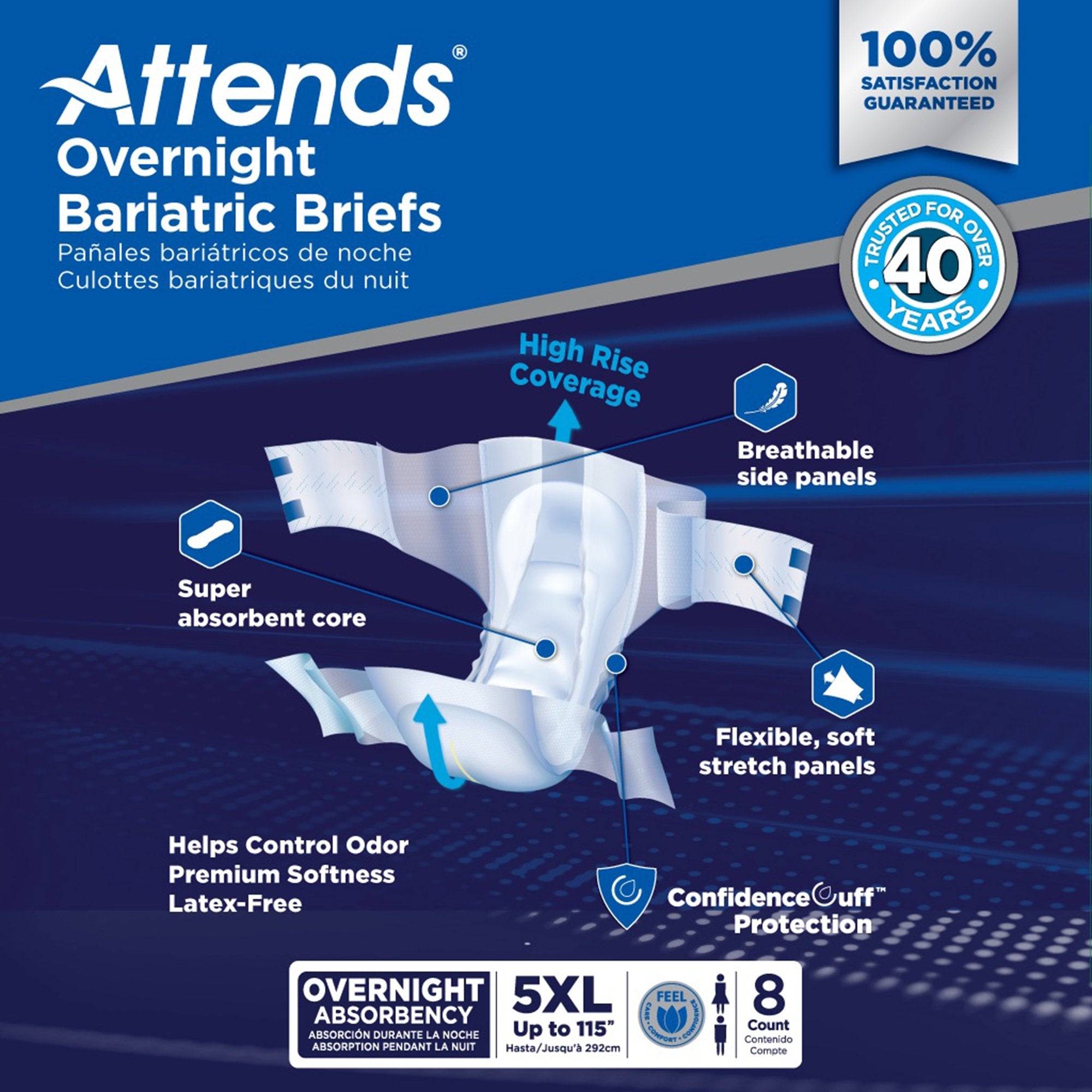 Attends® Overnight Bariatric Briefs, 5X-Large DD70