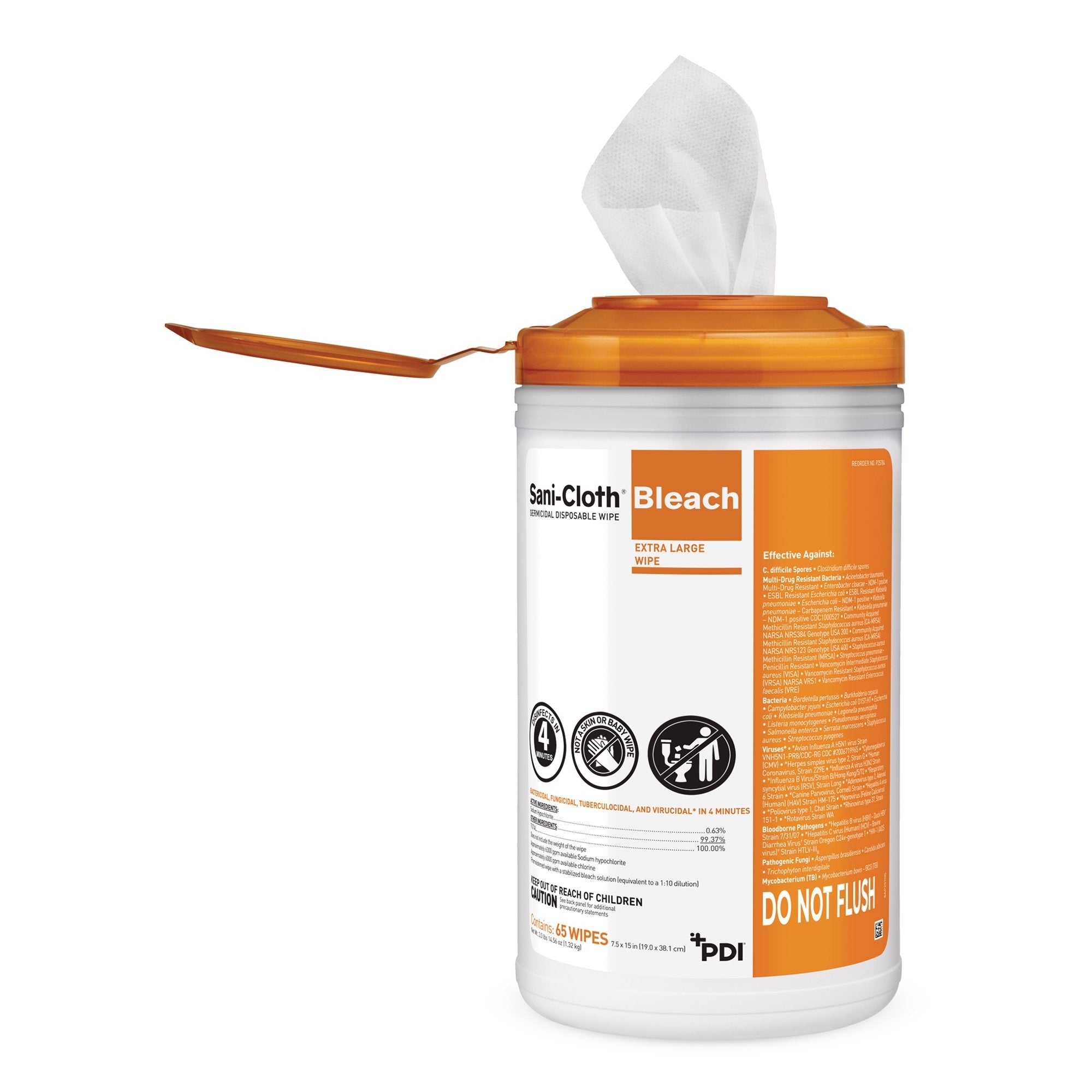 Sani-Cloth® Surface Disinfectant Cleaner, 65 Wipes per Canister P25784