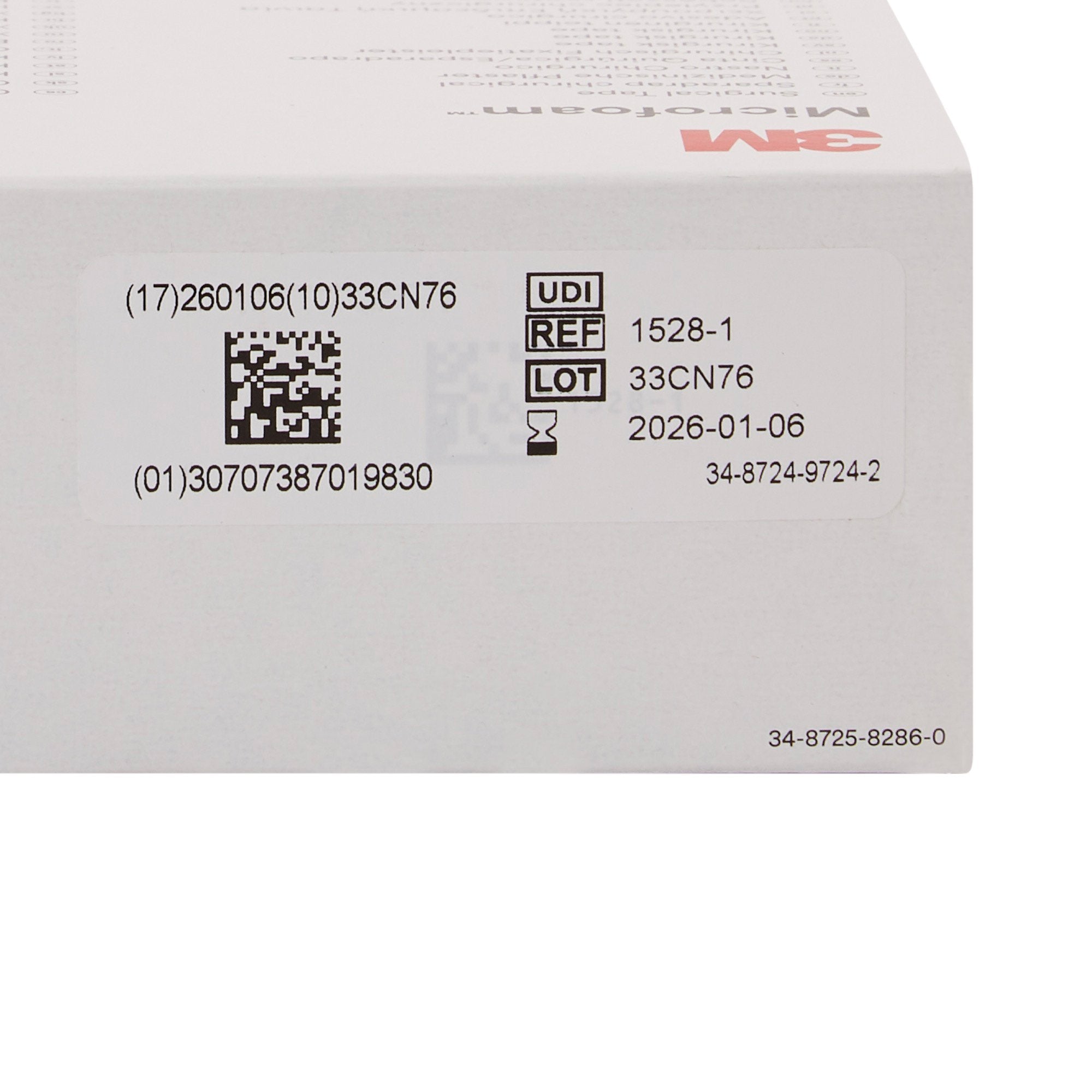 3M™ Microfoam™ Foam / Acrylic Adhesive Medical Tape, 1 Inch x 5-1/2 Yard, White 1528-1