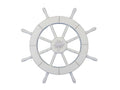 White Decorative Ship Wheel with Palm Tree 18""