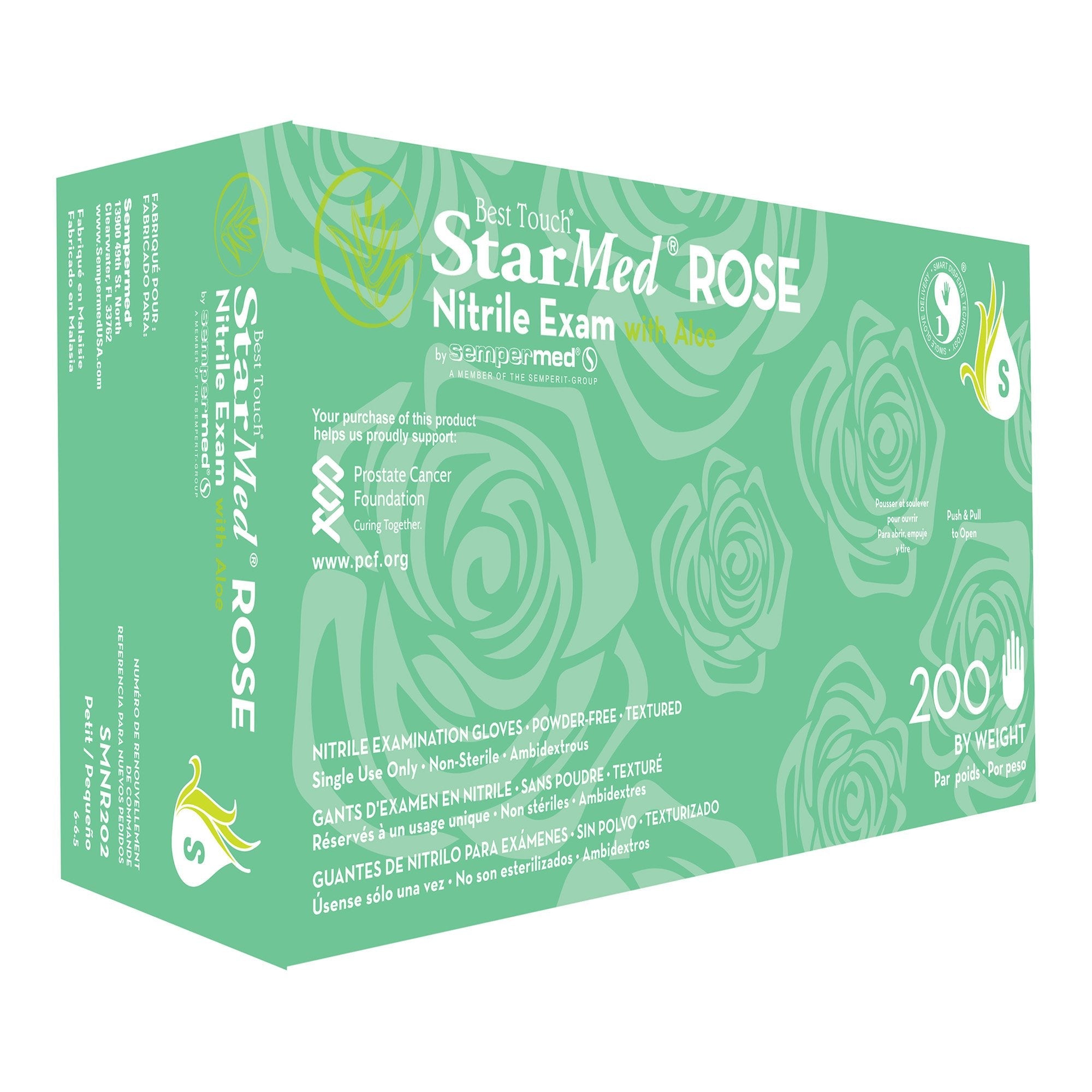 StarMed® Rose Nitrile Exam Glove, Small, Pink SMNR202