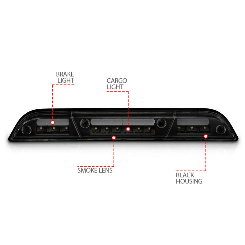 ANZO 15-20 Ford F-150 - F-450 LED Third Brake Light - Black Housing/Smoke Lens 531112