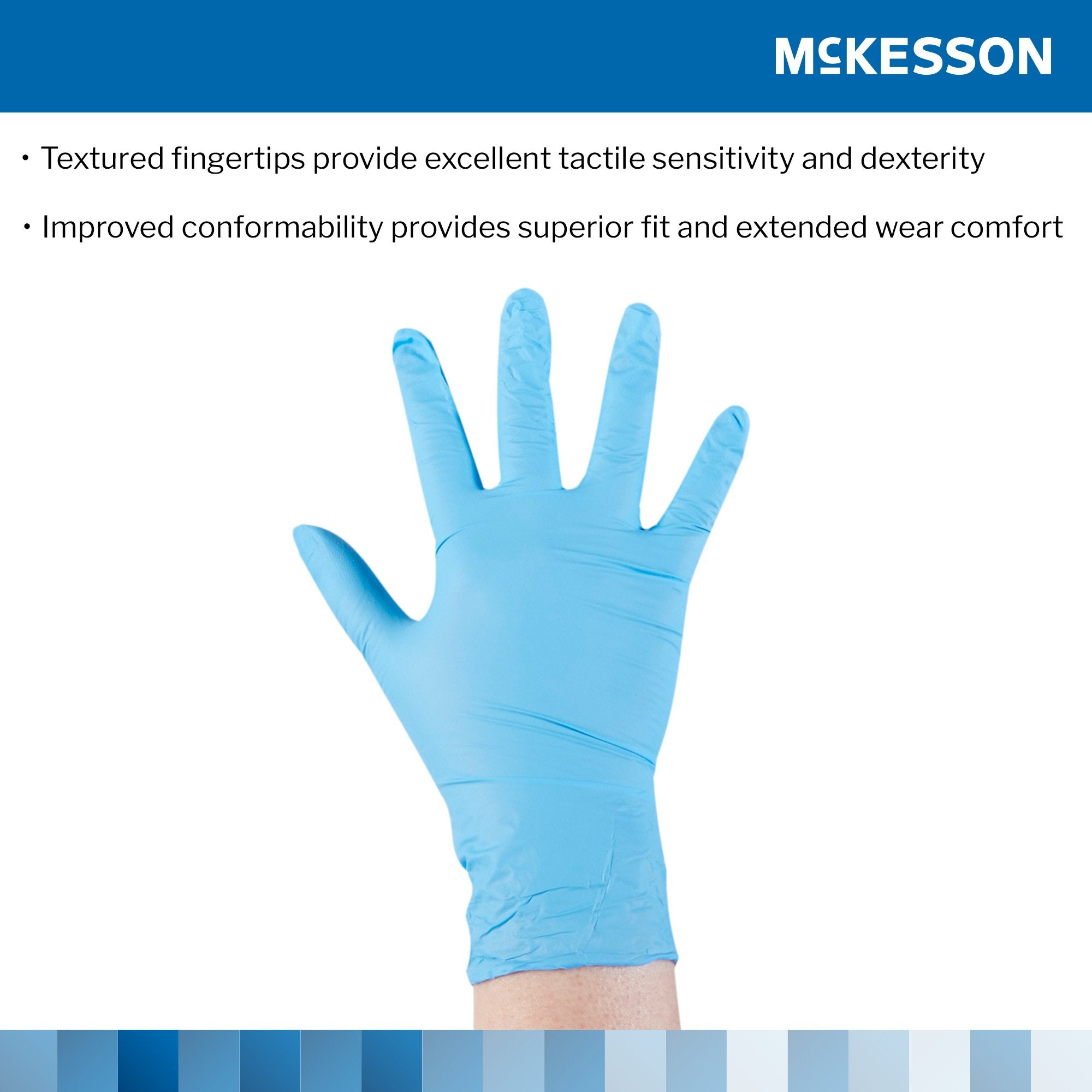 McKesson Confiderm® 3.8 Nitrile Exam Glove, Medium, Blue 14-686
