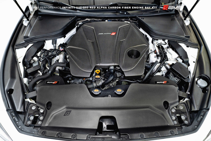 AMS Performance Infiniti 17+ Q60 / 16+ Q50 3.0TT Alpha Matte Carbon Rear Engine Bay Cover Set ALP.28.06.0003-1