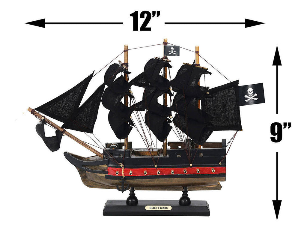 Wooden Captain Kidds Black Falcon Black Sails Limited Model Pirate Ship 12""