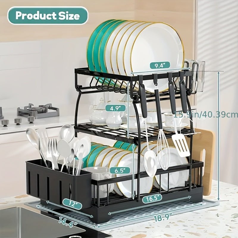 Black Metal Dish Rack – 2 - Layer / 3 - Layer - PhishStones Products