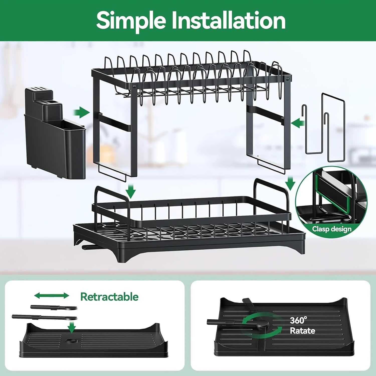 Black Metal Dish Rack – 2 - Layer / 3 - Layer - PhishStones Products