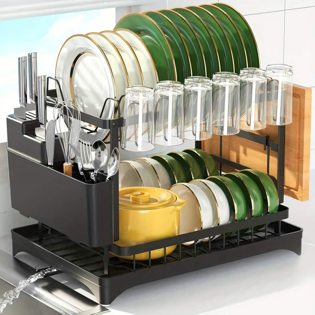 Black Metal Dish Rack – 2 - Layer / 3 - Layer - PhishStones Products