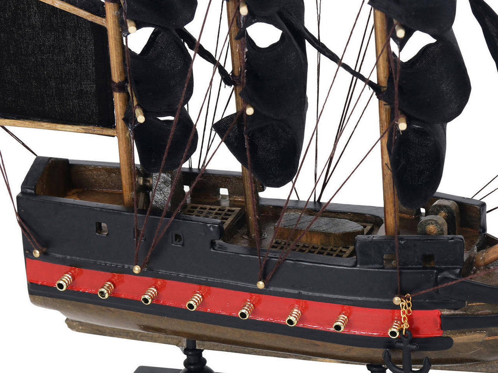 Wooden Black Pearl with Black Sails Limited Model Pirate Ship 12""