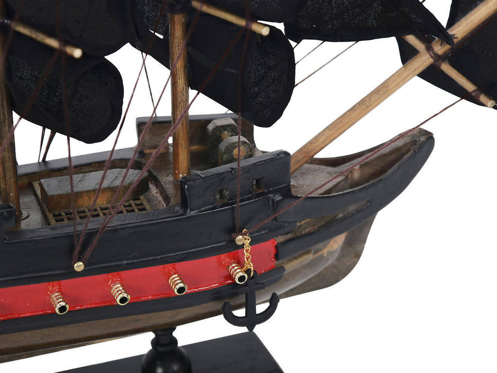 Wooden Black Pearl with Black Sails Limited Model Pirate Ship 12""