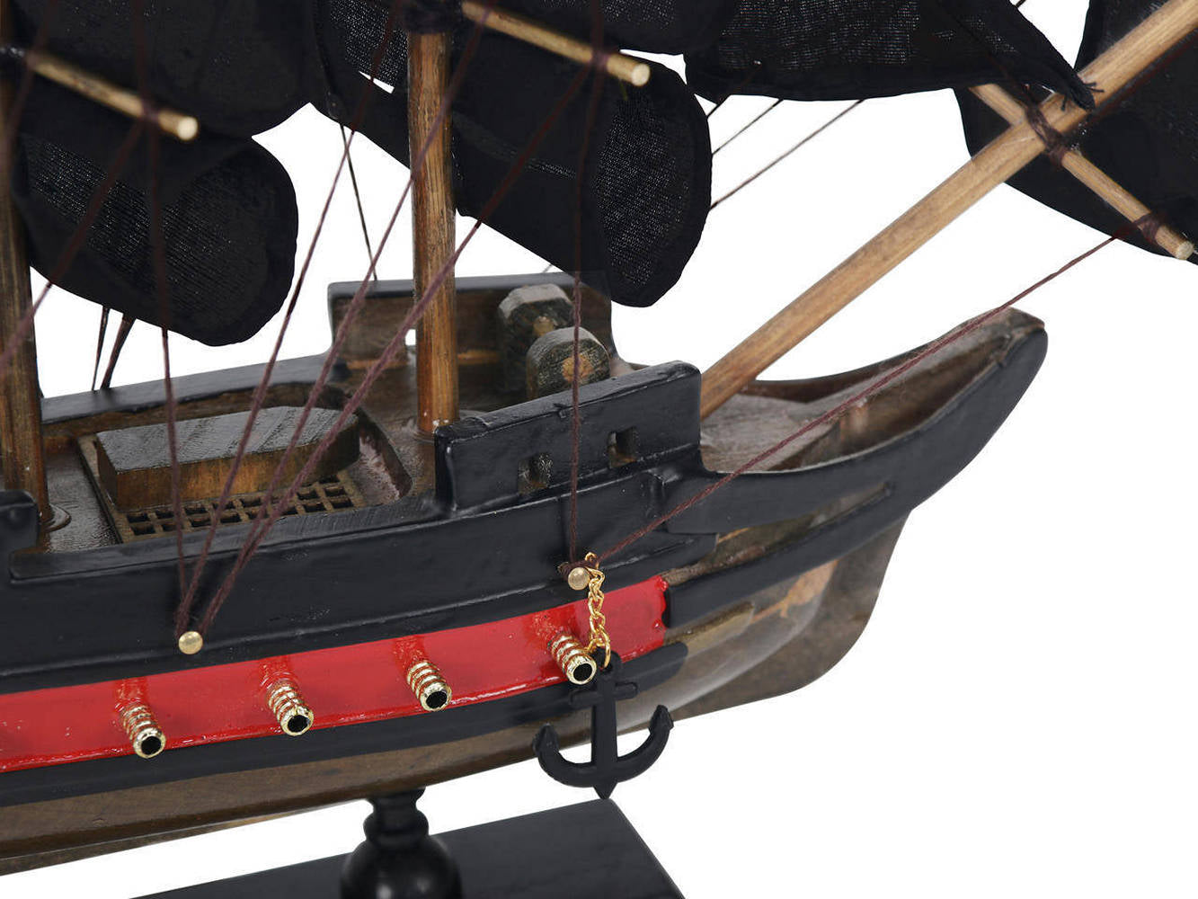Wooden Black Pearl with Black Sails Limited Model Pirate Ship 12""