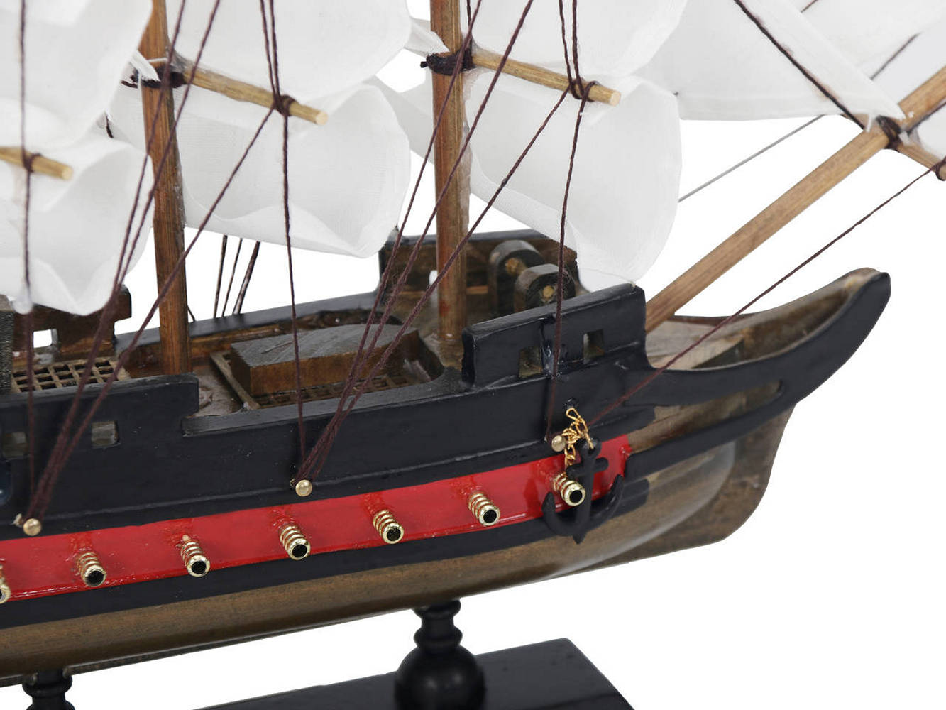 Wooden Black Pearl with White Sails Limited Model Pirate Ship 12""