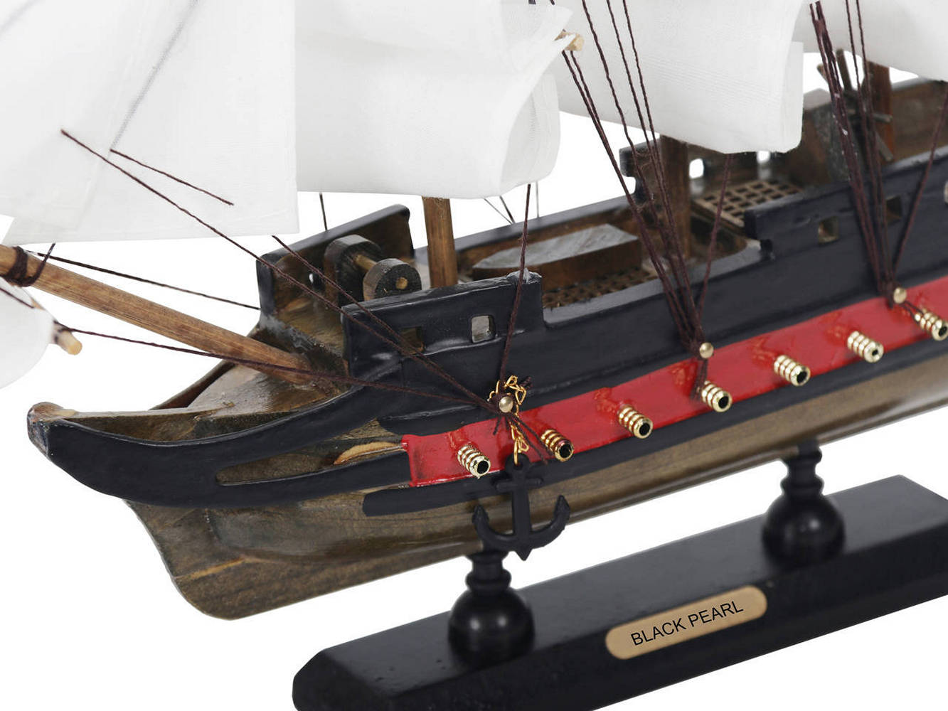 Wooden Black Pearl with White Sails Limited Model Pirate Ship 12""
