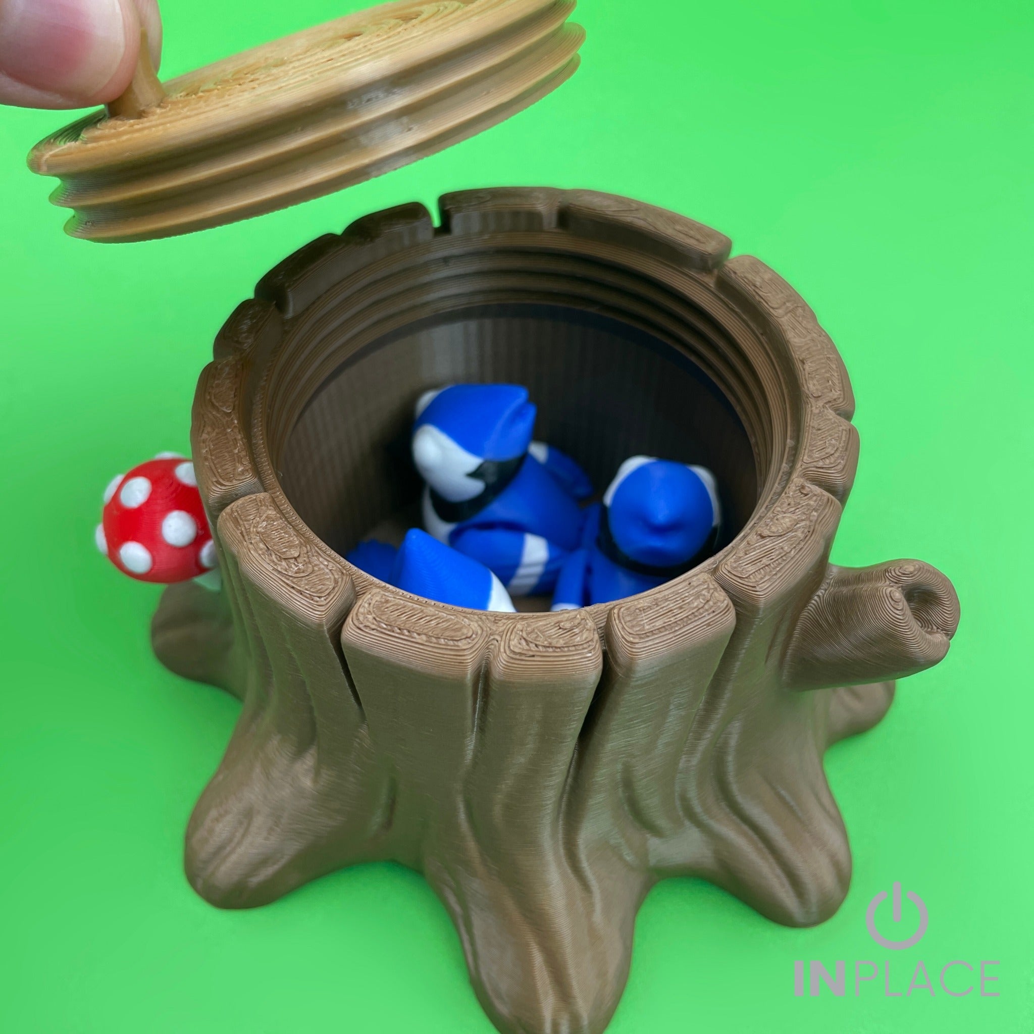 Blue Jay Tree Stump Playset – 3D Printed Bird Set