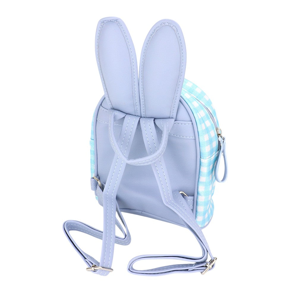 Glittered Check Patterned Bunny Mini Backpack Bag