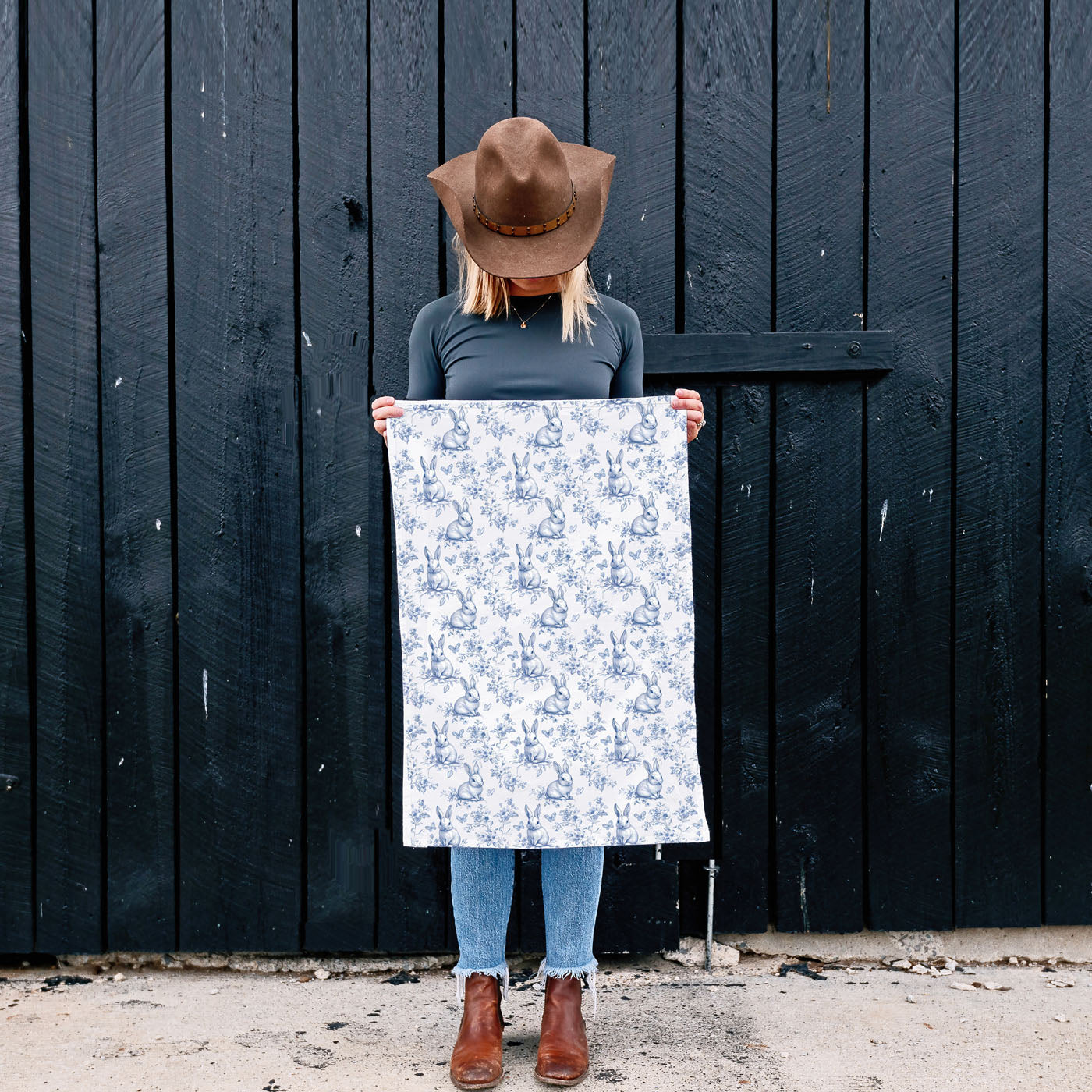 Blue Toile Towel