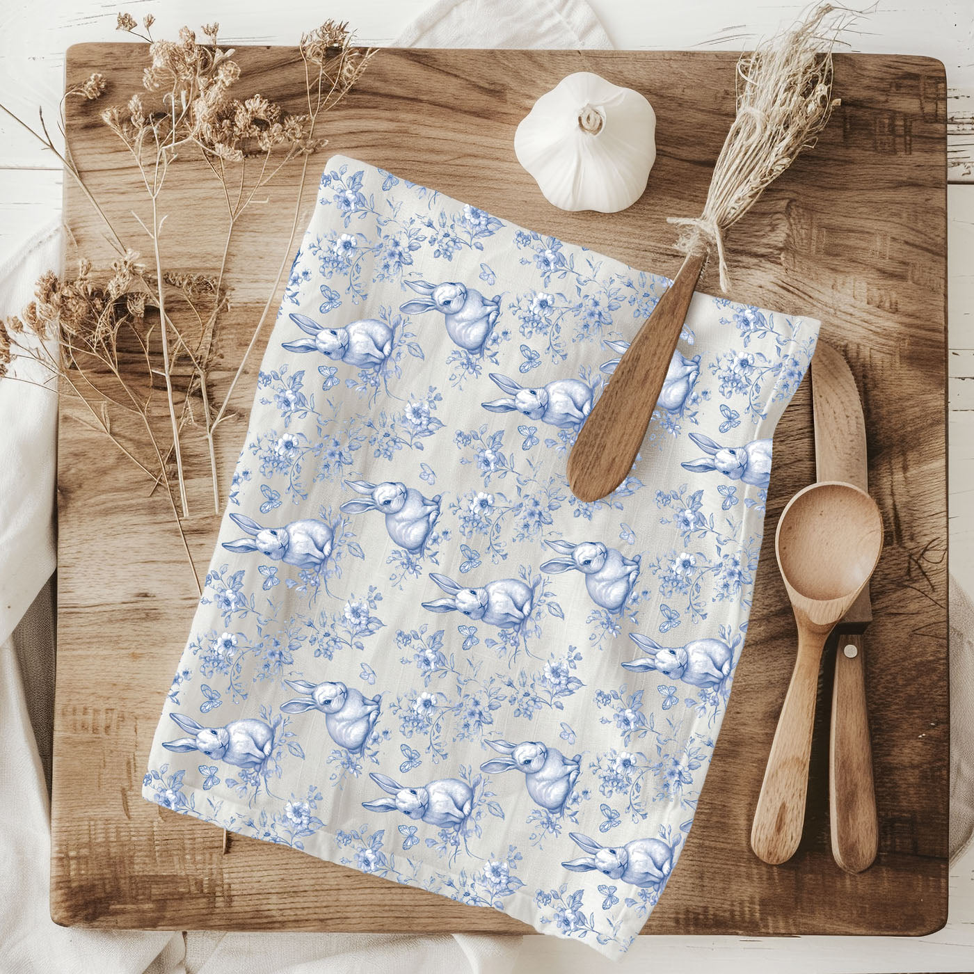 Blue Toile Towel