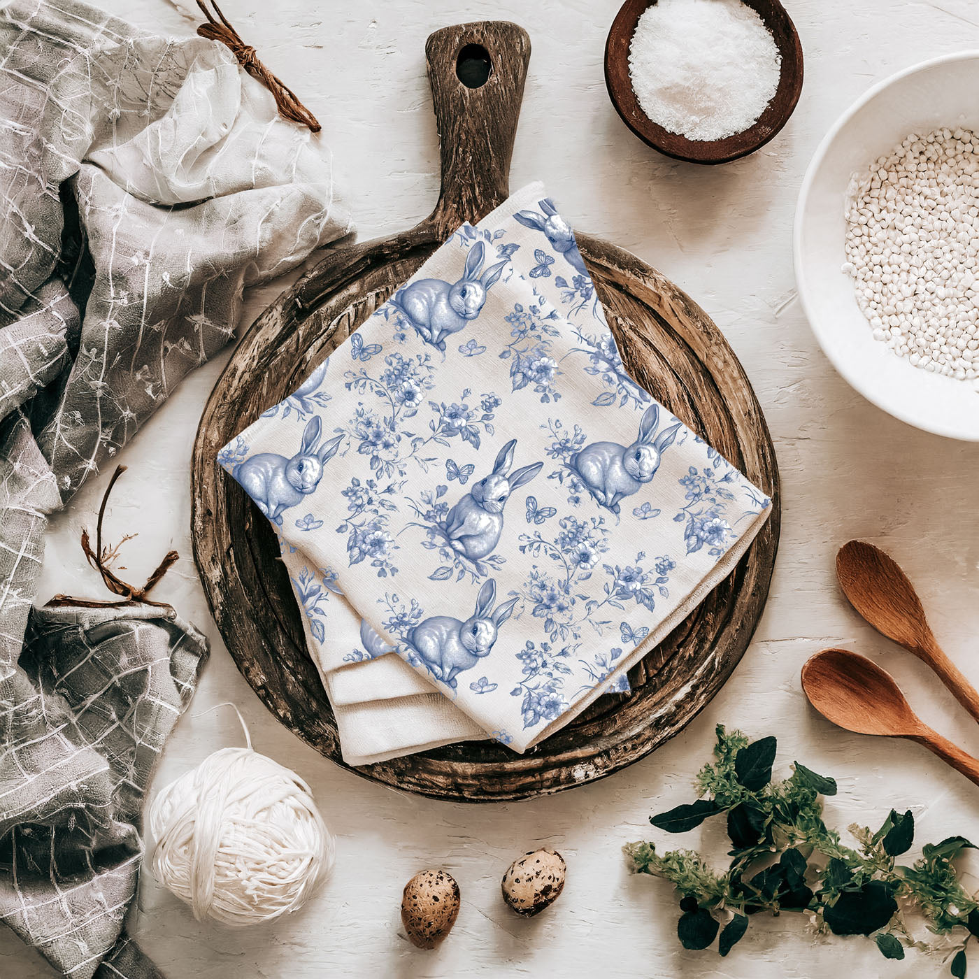 Blue Toile Towel