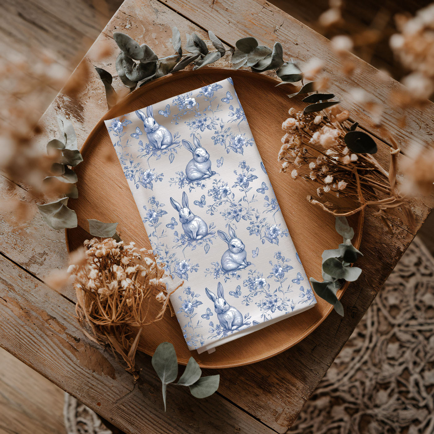 Blue Toile Towel