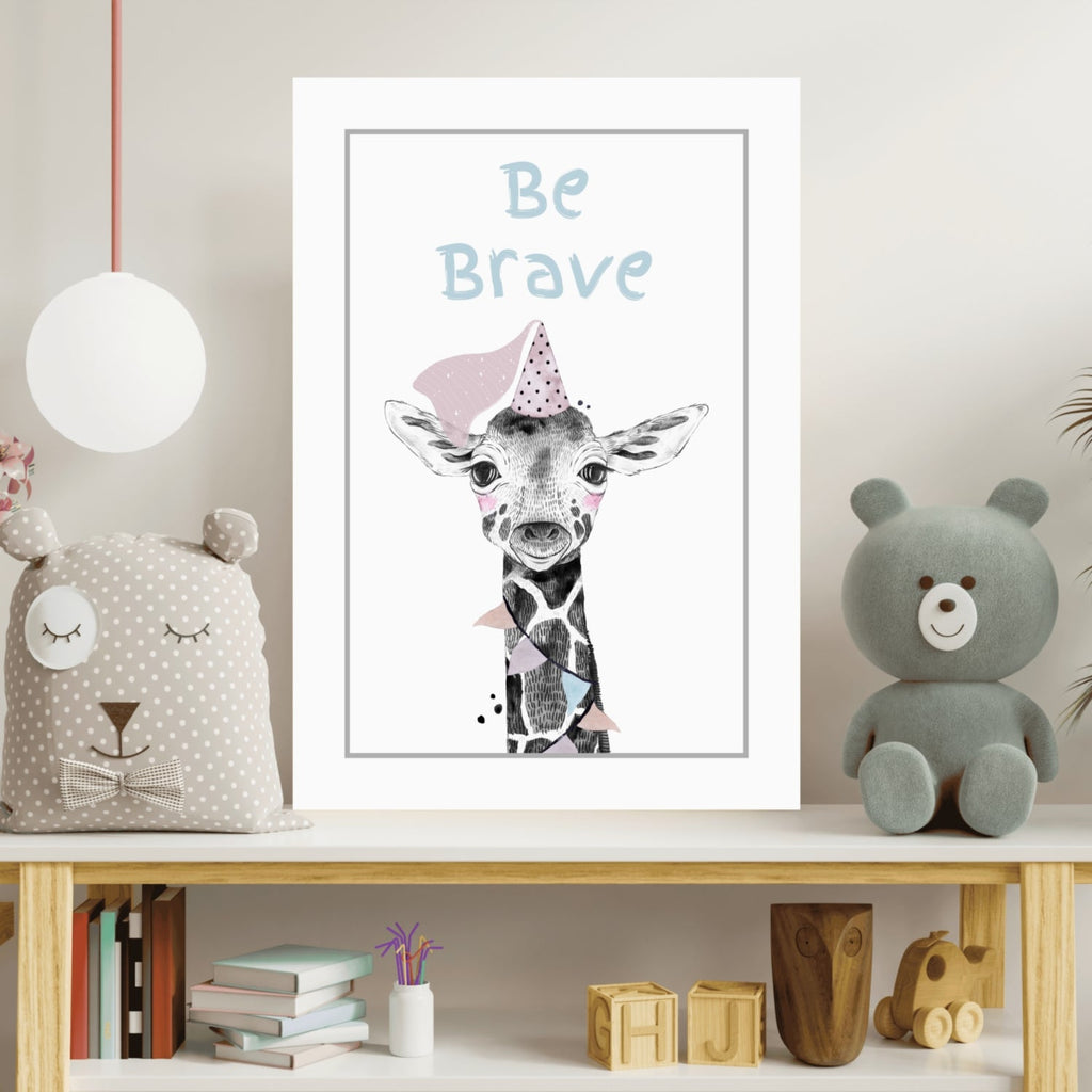 Party Hat Baby Giraffe Be Brave Aluminum Print