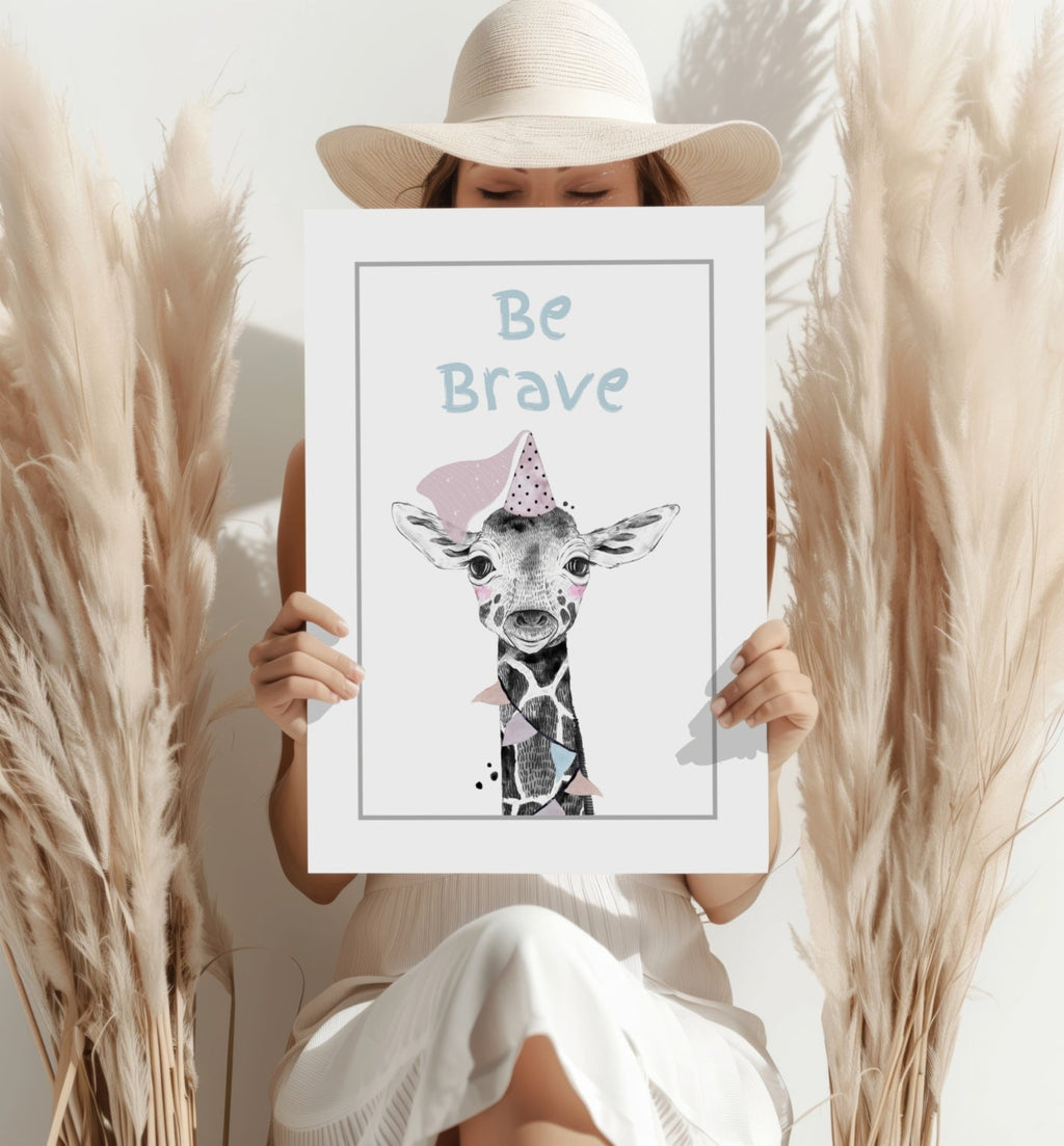 Party Hat Baby Giraffe Be Brave Aluminum Print