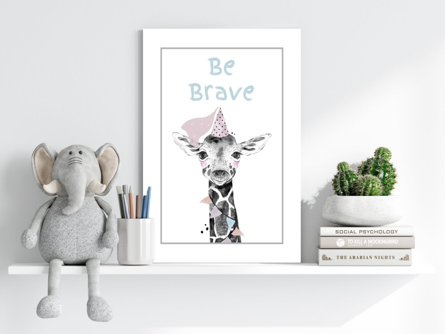 Party Hat Baby Giraffe Be Brave Aluminum Print