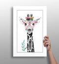 Pink Glasses Baby Giraffe Sketch Aluminum Print