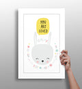 Bunny With Flower Wreath and Stars Aluminum Print