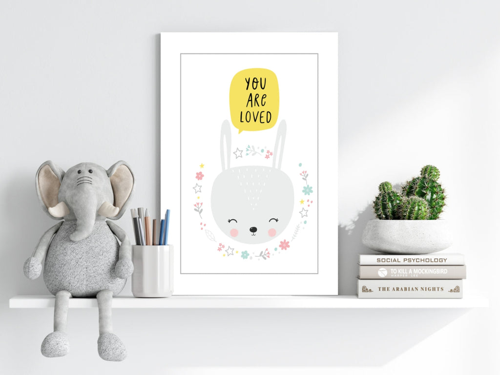 Bunny With Flower Wreath and Stars Aluminum Print