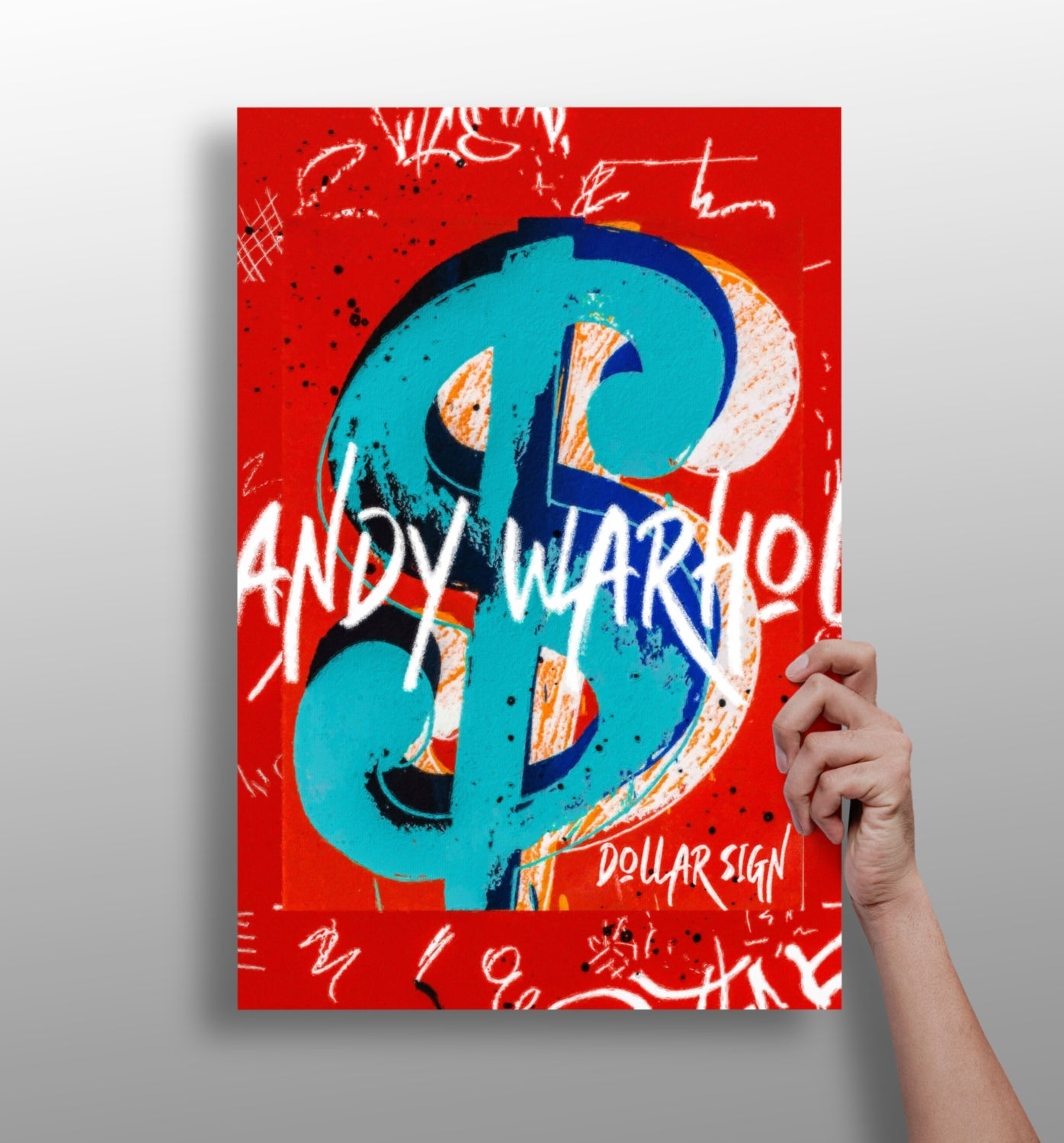 Teal Dollar Sign Red Aluminum Print