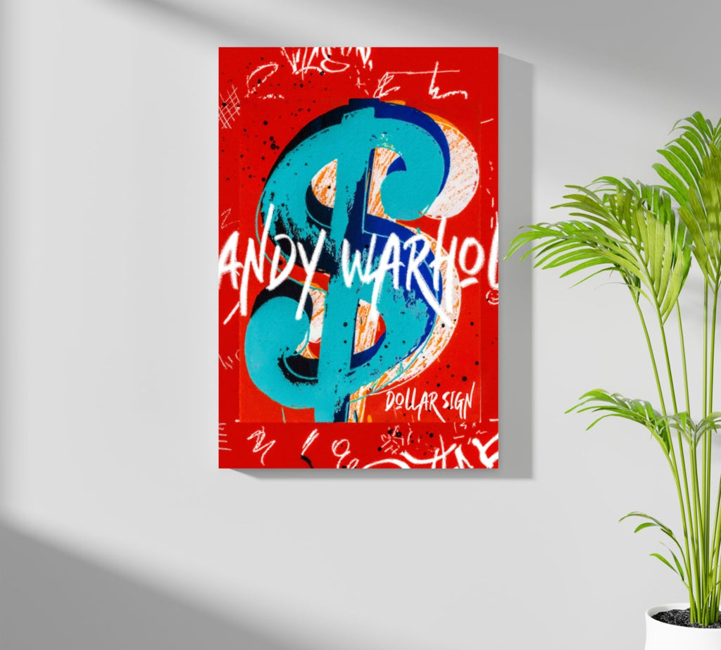 Teal Dollar Sign Red Aluminum Print